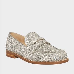 Betsey Johnson Sparkling Silver ARod Loafers